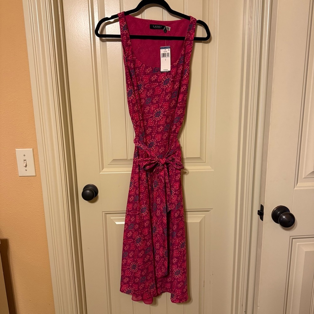 NWT Ralph Lauren Pink Floral Midi Dress